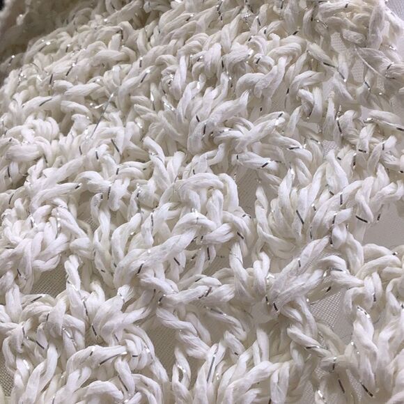 White Woven Boho Festival Tote with Metallic Thread - Picture 10 of 11